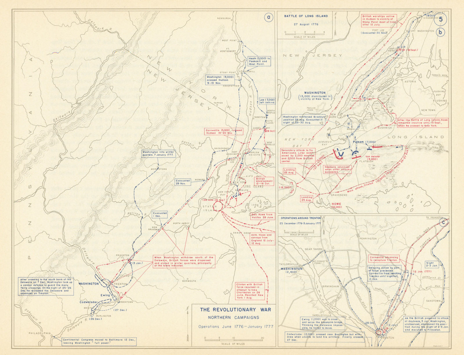 Revolutionary War 1776-1777 New York. New Jersey. Long Island. Trenton 1959 map